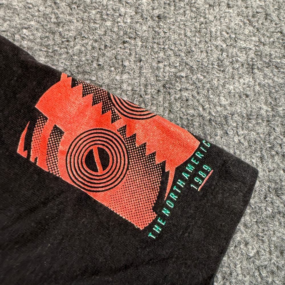 Vintage 1989 Rolling Stones Tattoo You Tour Shirt Black Single Stitch Brockum L - Picture 3 of 8
